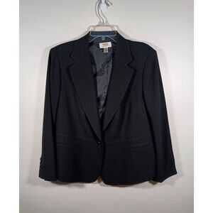 Talbots Petites Black Sing Button Workwear Career Womens Blazer Size 12W